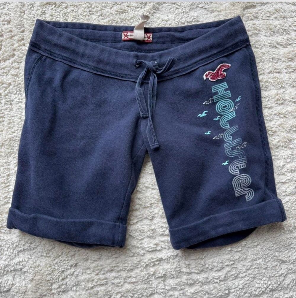 Vintage y2K Low Rise Hollister Bermuda Cotton Jorts Shorts Navy Size Small